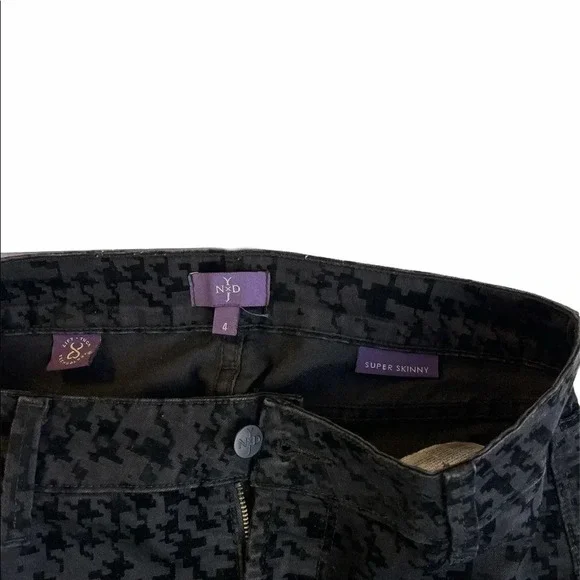 NYDJ Black Houndstooth Velvet Twill Pants - Picture 9 of 12